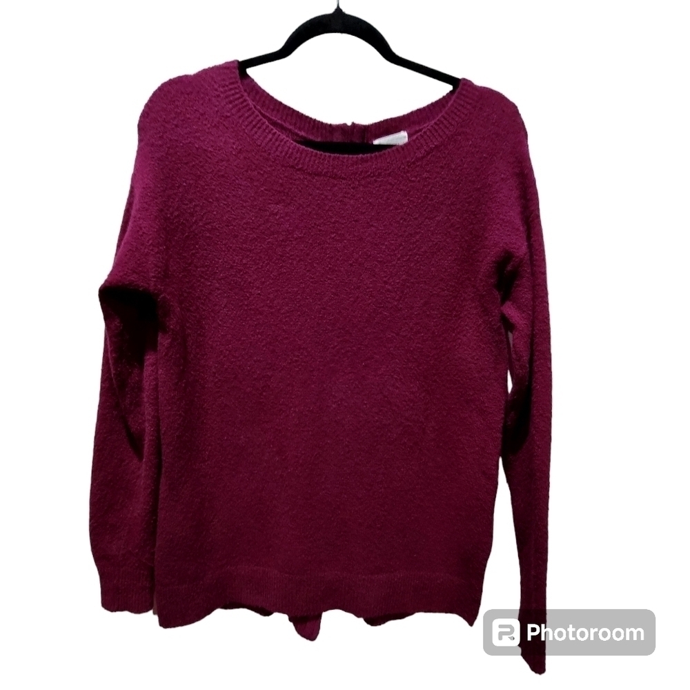 XS Pink Mauve Long Sleeve Zippered Back Side Slits Sweater